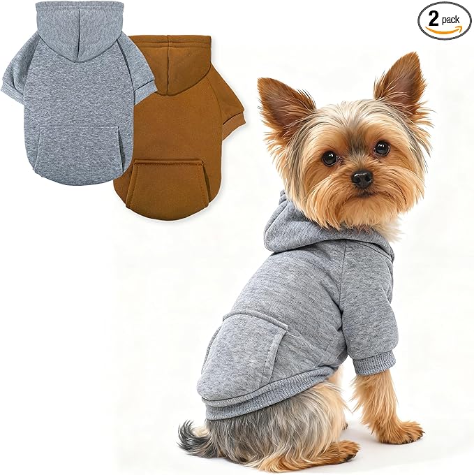 Pet Hoodie Dog Sweater for Small Dogs Girl Boy, Winter Puppy Sweatshirts with Pockets Hood, Warm Fleece Lined Dog Clothes Chihuahua Coat Clothing Puppy Cat Custume, XS
