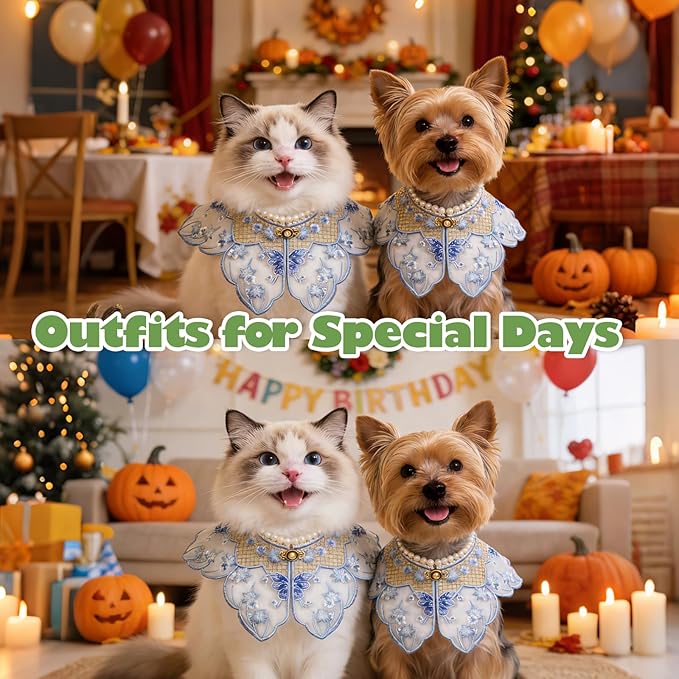 Leo Kitty Photo‑Ready Silky Pet Bandana Scarf Cape for Cats & Small Dogs – Butterfly Embroidery, Cat Halloween/Christmas Costumes Accessory, Gift-Ready