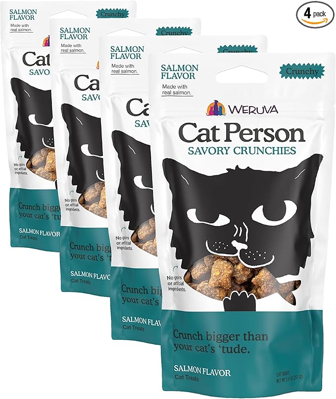Cat Person, Salmon Savory Crunchies Cat Treats, 2oz Bag (Pack of 4)