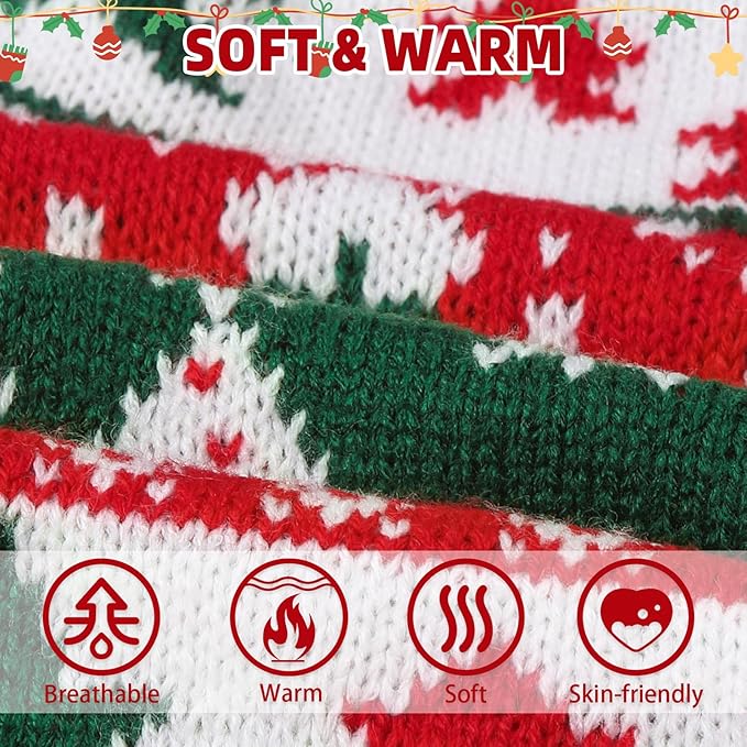 PUPTECK Christmas Cat Sweater, Soft Warm Turtleneck Pet Winter Clothes, Kitten Sweater Apparel, Knitwear Coat for Cats Puppy Outfit Cold Weather Clothes, Red&Green M