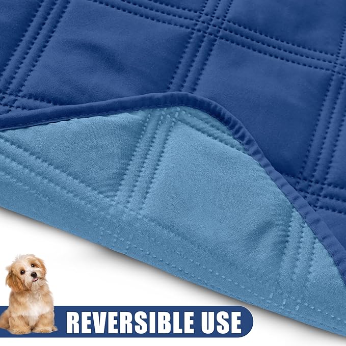 Smiry Waterproof Dog Bed Cover Blanket 52x82, Soft Reversible Pet Blanket, Washable Leakproof Cats Dogs Couch Cover for Sofa, Couch, Furniture, Navy/Blue