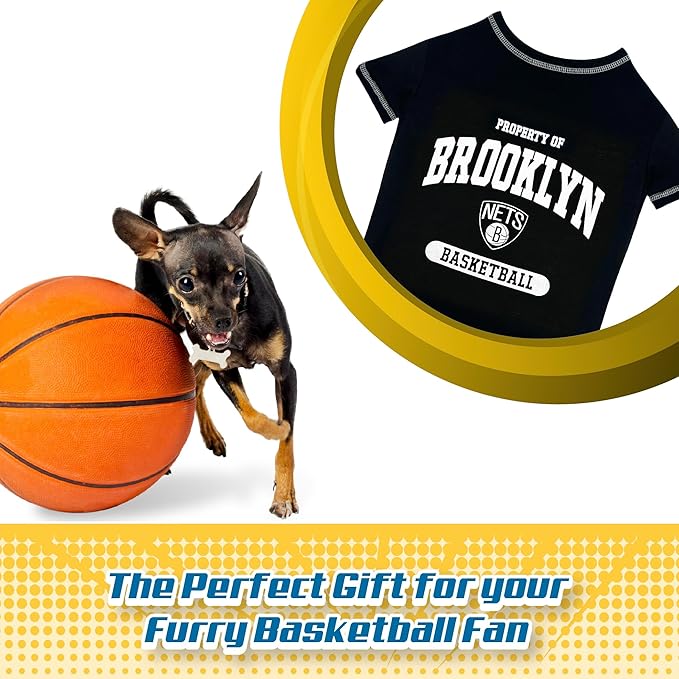 Pets First NBA Licensed Hoodies & T-shirt for Dogs & Cats, Brooklyn NETS, Large