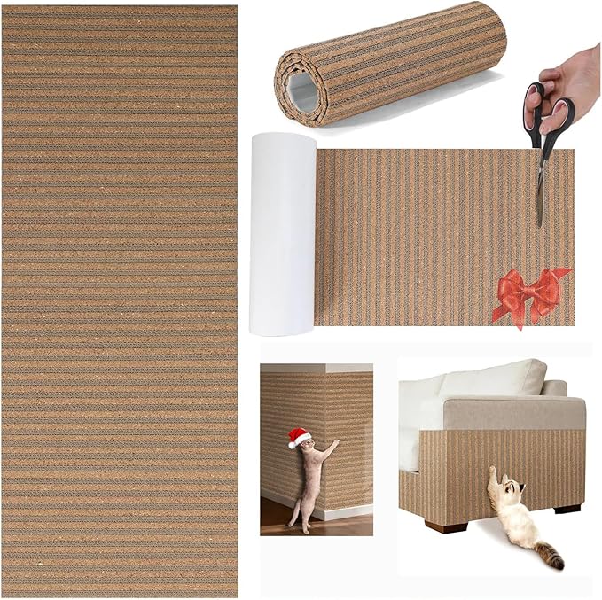 Natural Cork-Cat Scratch mat-Cat Scratch Pad Rug-cat Couch Protector-Scratch Furniture Protector for Post/Sofa/Floor-Wall Scratchers for Indoor-Carpets Scratching-Stretching- Kitty Gifts- 40 * 17IN