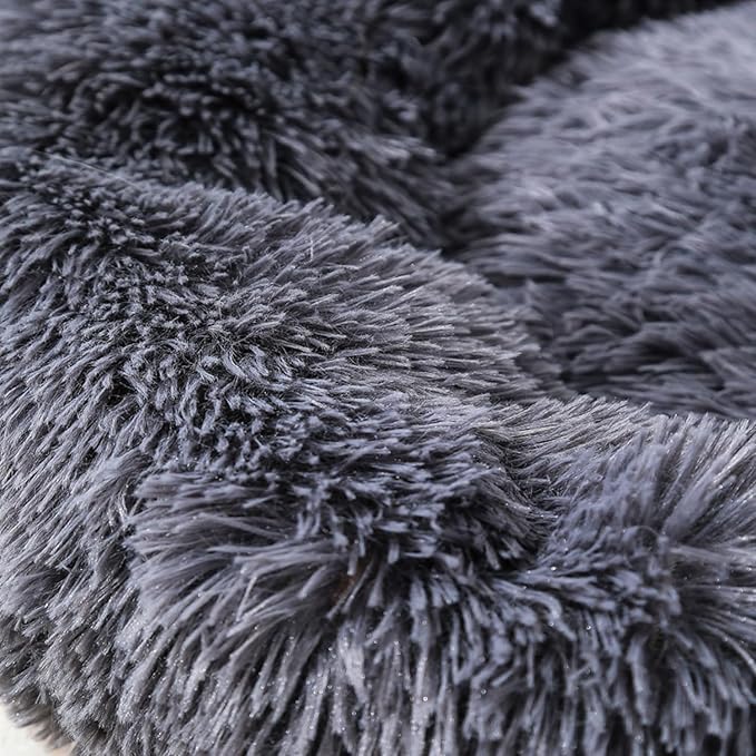 Cat Bed Plush Donut Dog Bed Fluffy Calming Pet Bed Dog Round Bed Cat Round Bed Warm Kitten Nest Rabbit Cave Kitten Bed Ideal for Small 3KG Pet