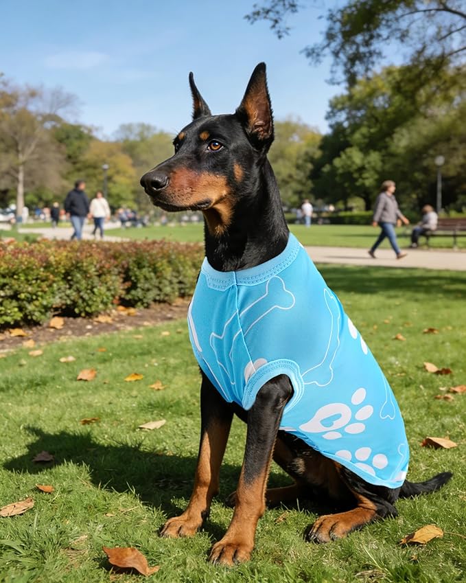 PET SHOW 4 Pack Summer Dog Shirts for Large Dogs Boy UPF 50+ UV Sun Protection Cooling Clothes Tank Top Shark Dog T-Shirts Pet Holiday Party Sleeveless Vest Blue(XXX-Large)