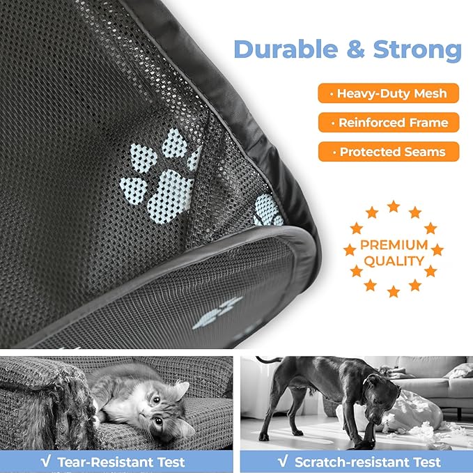2-in-1 Dog Playpen 73.5''Pop Up Cat Pet Playpen, Assembly-Free Indoor Outdoor Kitten Enclosure, Breathable Cat Cage Portable Puppy Tent Crates,Spacious Kennel for Small Animals, No Confinement Feel(L)
