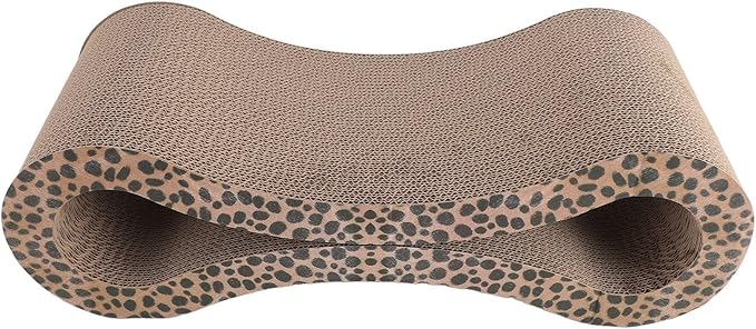 Cat Scratcher Lounge, Corrugated Cardboard Scratch Pad, Extra Thick Ergonomic Design 22.05x8.27x7.09in - Protects Furniture, Reversible Durable Construction, Comfortable Bed for (Leopard Color)