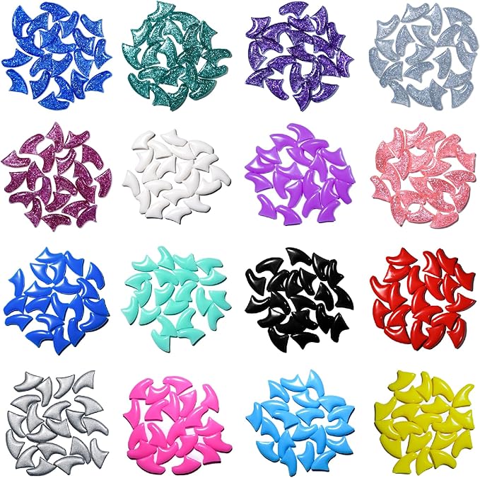 15 Colors / 150 pcs Cat Nail Caps | Cat Claw Covers with Adhesives and Applicators (XS)