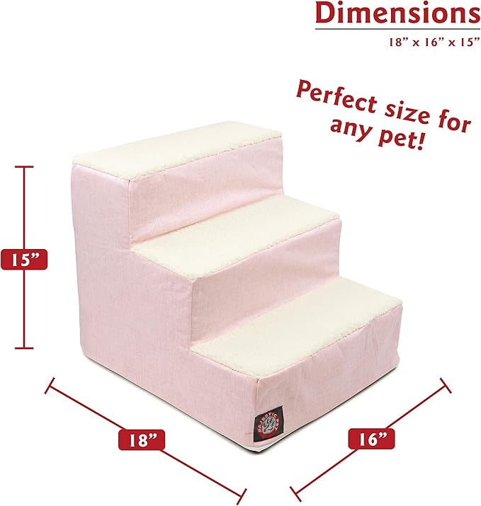 Majestic Pet Portable Pet Stairs | Soft Sherpa Steps Foam Feeling | Steps for Dogs & Cats | Dog & Cat Ramp | Indoor Only | Max Weight: up to 250 Lbs, 3 Step, Jackson Heathered Soft Blush
