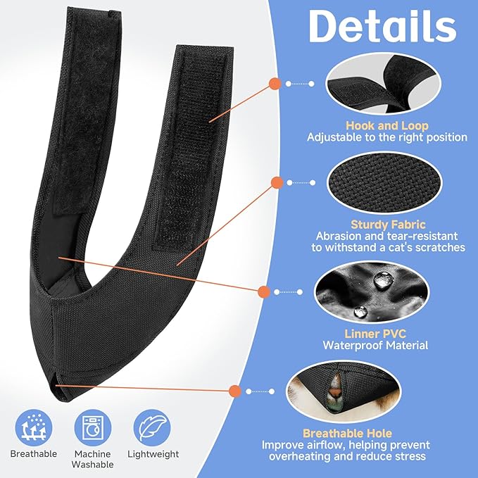 BARKLESS Cat Calming Muzzle for Grooming & Nail Trimming, Oxford Muzzle with Shading Design to Help Calm the Cat Down, Soft Head Cover to Prevent Biting & Scratching (Black, L)