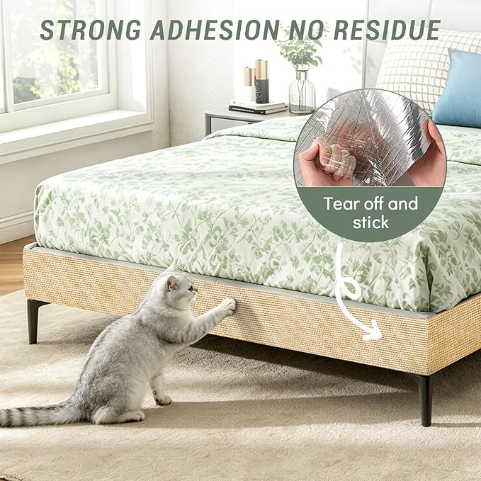 Couch Wall Corner Protector for Indoor Cats, Anti Scratch Furniture Protector from Cats Scratching, Trimmable Climbing Cat Scratcher Pad Mat for Cat Board/Door/Carpet(Khaki, 39.3x15.8In)
