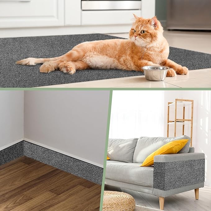 Cat Scratch Furniture Protector 47.2"x15.8" - Adhesive & Trimmable Cat Scratch Protection Mat to Shield Sofa, Couch, Wall, Cat Tree Post from Claws