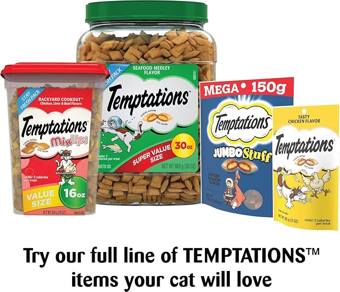 Temptations 3 Pack of Surfers' Delight MixUps Cat Treats, 3 Ounces Each, Under 2 Calories Per Treat