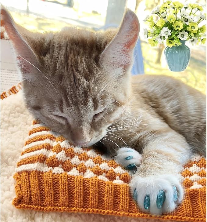 VICTHY 160pcs(16 Colors) Cat Nail Caps Cat Claw Caps Cat Nail Covers with Adhesives and Applicators (Small)