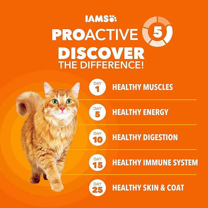 IAMS Proactive Health Dry Cat Food Hairball Care, Adult Cat Food, with Real Chicken and Salmon, 16 lb. Bag