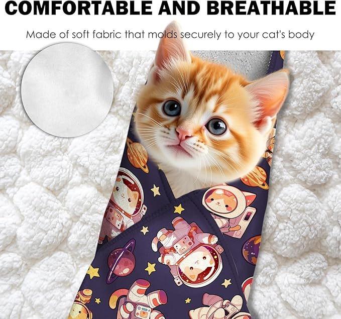 27.6"Cat Grooming Wrap, Self Adhesive Cat Wrap for Cutting Nails, Anti-Escape Calming Cat Swaddle Wrap for Medicine Ear Cleaning, Anti-Scratch Cats Burrito Restraint Blanket, Pet Tool(6-10 lbs)