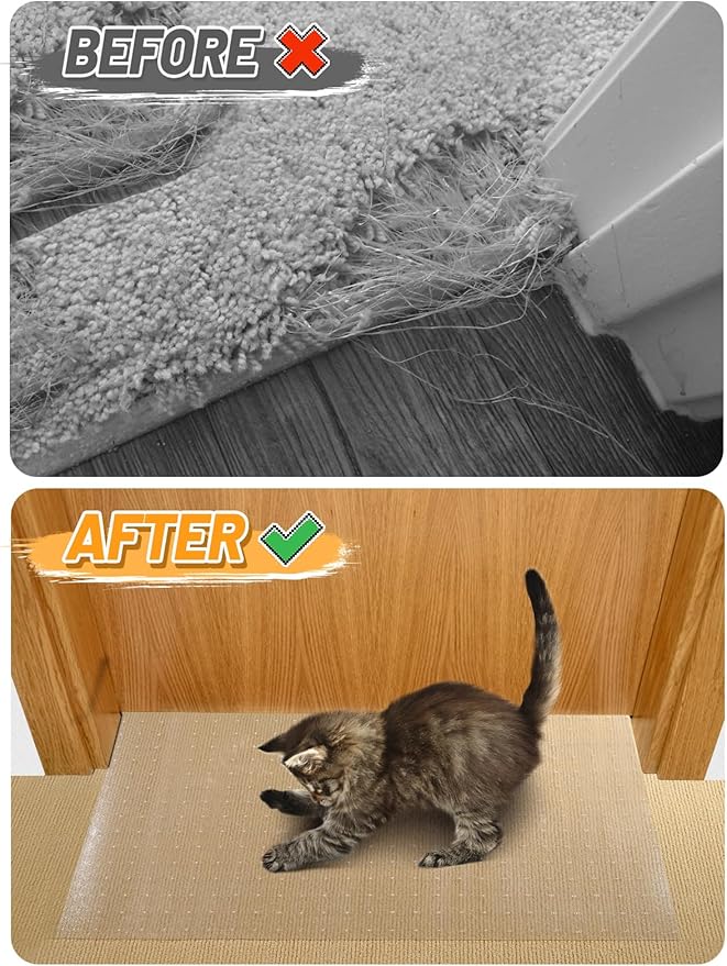 8.69Ft(L) Carpet Protector for Pets - Anti-Slip Cat Carpet Protector, Scratch Resistant Pets Scratch Stopper, Easy to Cut Floor Runner Under Doorway to Prevent Tearing