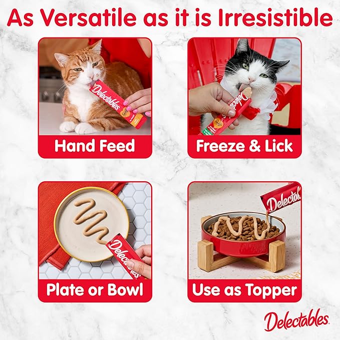 Delectables Squeeze Up Variety Pack, Creamy Squeezable Puree, Lickable Wet Cat Treats, Grain Free, No Added Fillers, No by-Products, No Added Preservatives, 0.5 Ounces Tube, 104 Tubes Total