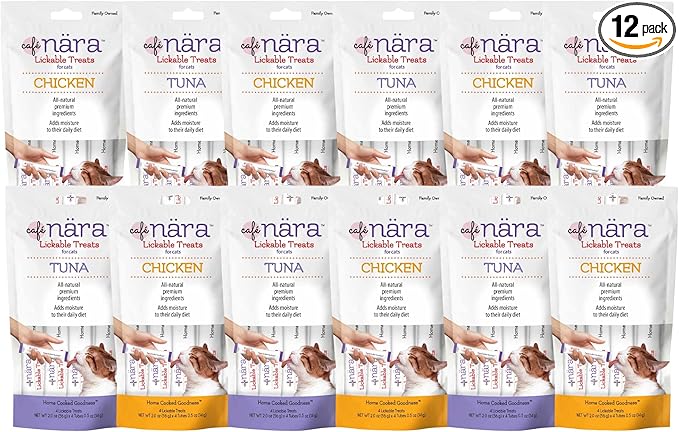 Café Nara Lickable Cat Treats Variety Pack - Tuna and Chicken Flavors - 6 Packs Each