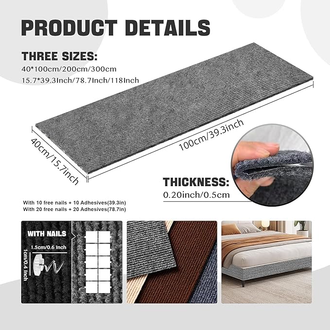 Cat Scratch Couch Furniture Protector, Adhesive Cat Scratch Pad Deterrent for Furniture, DIY Climbing Cat Scratcher Couch Protector from Cat Claws Scratching for Indoor (Grey, 39.3x15.8Inch)