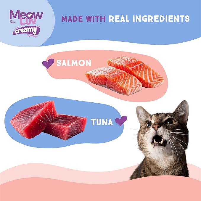 Ultra Chewy Meow Luv Tuna Recipe Lickable Cat Treats for Cats - Delicious Squeezable Treats - Carrageenan Free - No Artificial Preservatives - Irresistible Snack - 0.5 Ounce Tubes (Pack of 5)