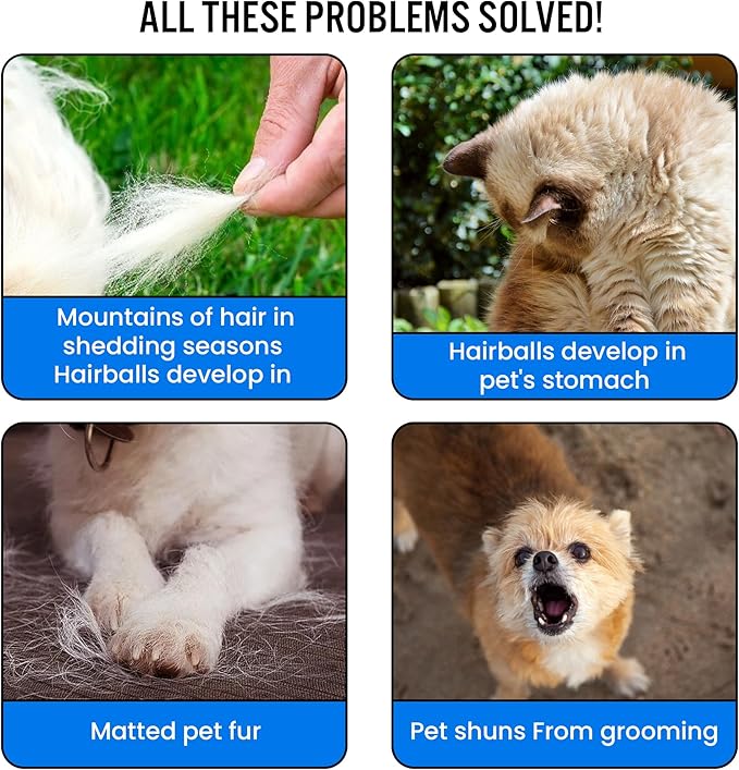 Blue Pet Hair Remover Gloves - 1 Pair, Pet Grooming Gloves | Cat Hair Remover | Gentle Deshedding Brushes for Dogs, Cats & Horses | Dog Washing Gloves