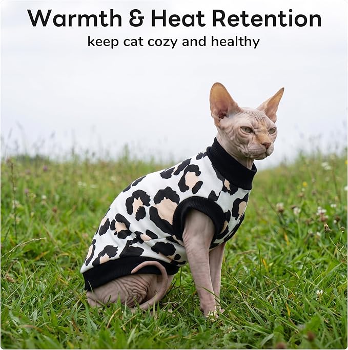 PUMYPOREITY Sphynx Cat Clothes: Stretchy Sweater, Soft Hairless Shirt, Pullover Pajamas, Turtleneck for Sphynx Cornish Rex, Devon Rex - Black, L