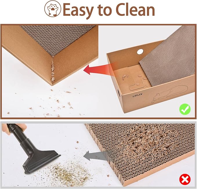 LIFLIX Cardboard Cat Scratcher with 2 Boxes, 6PCS Reversible Cat Scratch Pads in Large Cat Scratcher Box, 17.1" ｘ13.2 ｘ6.1