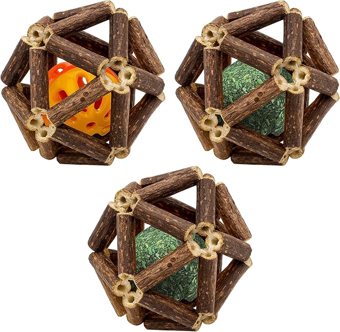 3-Piece Natural Catnip Chew Toy Set for Indoor Cats and Kittens, Teeth Cleaning Toy