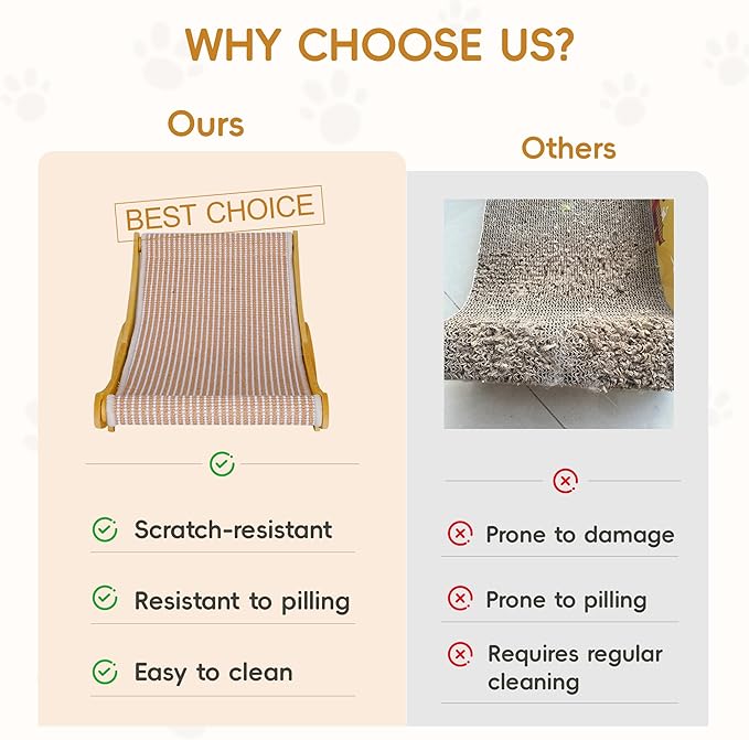 Cat Scratcher Bed L Mat for Indoor Cats, 23.6" Large Natural Sisal Cat Scratching Board Replacement Mat