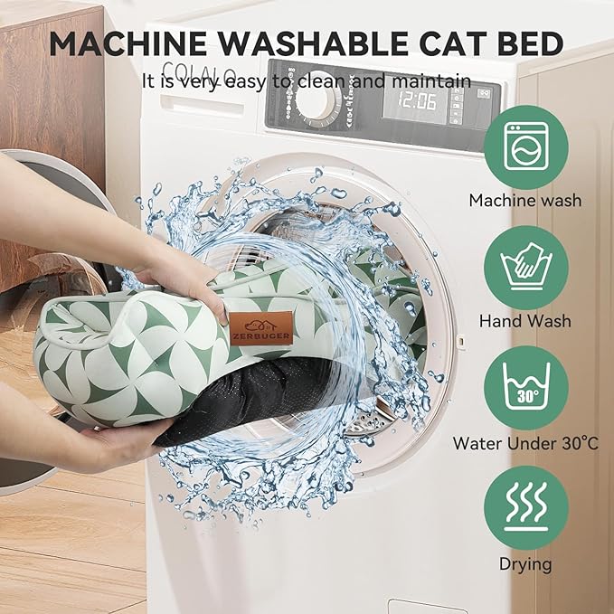 Zerbuger Rectangle Cat Dog Bed for Large Medium Small Pets Indoor Outdoor Machine Washable Sleeping Sofa Non-Slip Bottom Soft Puppy Bed Durable Orthopedic Calming Pet Cuddler (Small, Green Pattern)