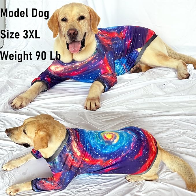 Dog T Shirts with Fantasy Galaxy Pattern Printed Pet Shirt Softable Pajamas for Large Dogs,Galaxy L
