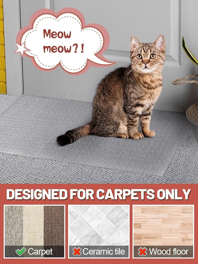 8.2Ft(L) Carpet Protector for Pets - Anti-Slip Cat Carpet Protector, Scratch Resistant Pets Scratch Stopper, Easy to Cut Floor Runner Under Doorway to Prevent Tearing