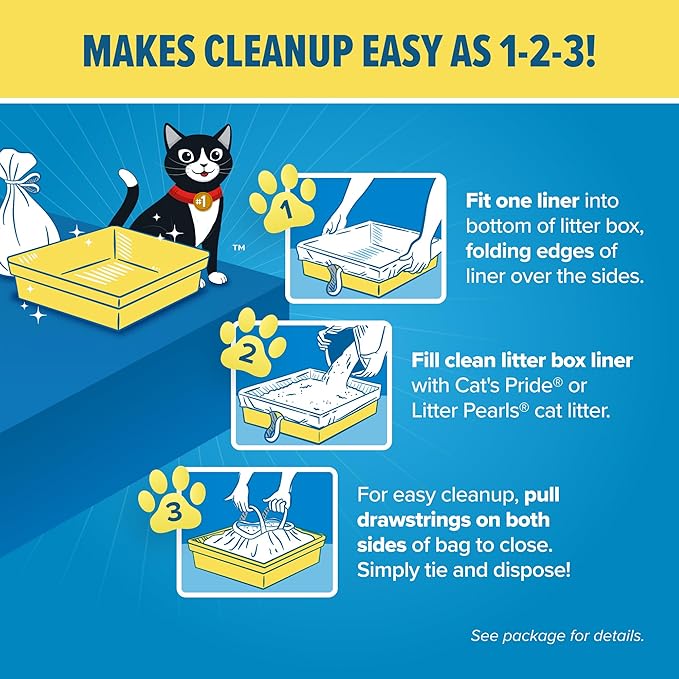 Jonny Cat Litter Box Liners: Heavy Duty - Tear & Leak Resistant - Drawstring Close - Jumbo, 5 Count