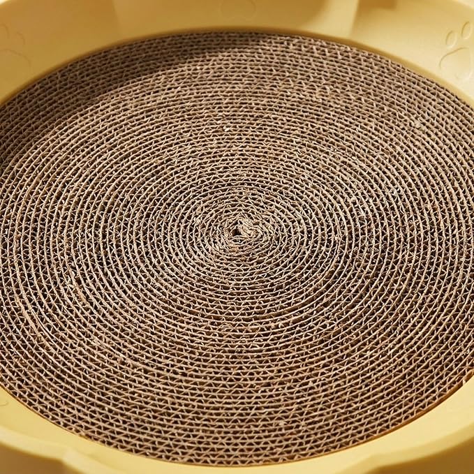 Gralara Round Cat Scratcher Sleeping Bed Lounge Furniture Protector Indoor Play Replacement Pad Circle Scratcher Pad for Indoor Cats, Yellow