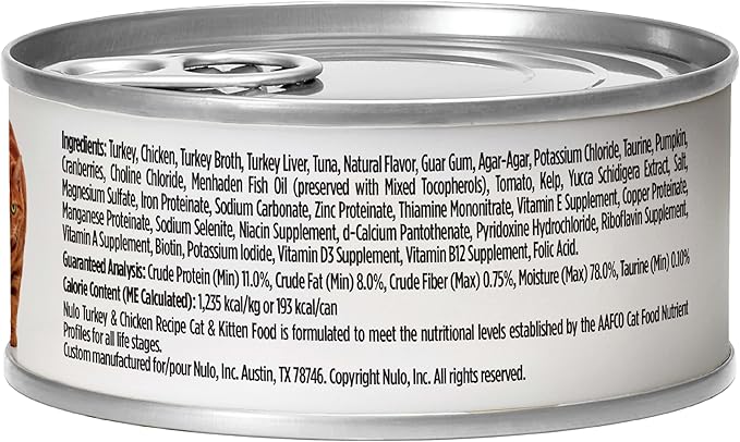 Nulo Canned Wet Cat Food Pate - Turkey & Chicken, High Protein Grain-Free Cat Food for Indoor & Outdoor Kittens, Adults & Seniors, 5.5oz Cans (Pack of 24)