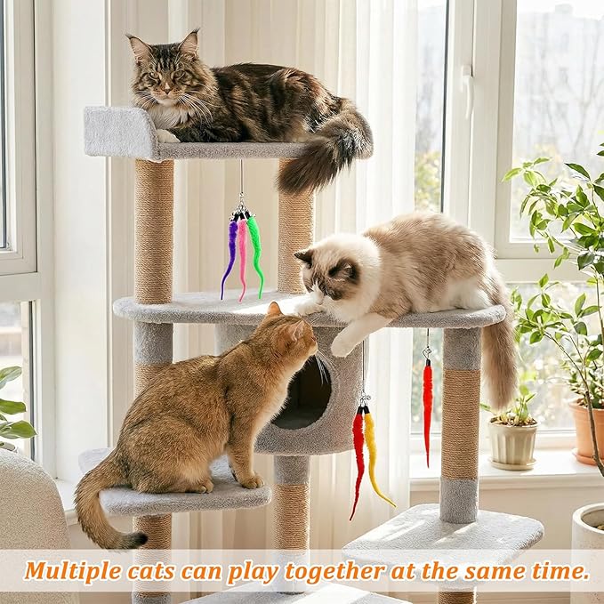 10 Pack Fuzzy Worm Cat Toy, Cat Worm Toy with Bell, Interactive Cats Wand Attachment Toys for Teaser Play and Chase Exercise with Kitten
