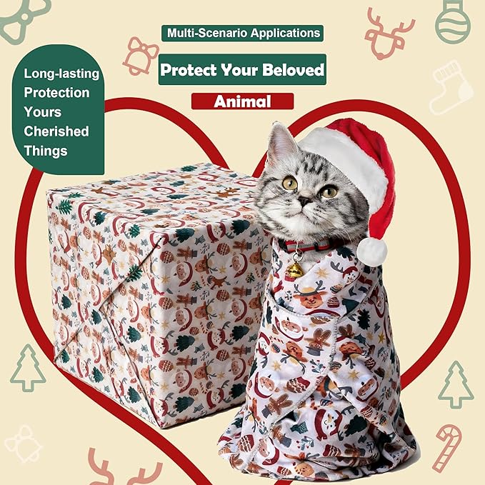 27.5" Large cat Grooming wrap，cat wrap for Grooming，pet Restraint for Nail Clipping，cat Bag for Nail Trimming，cat Burrito wrap (Festival Print 5-11 lbs)