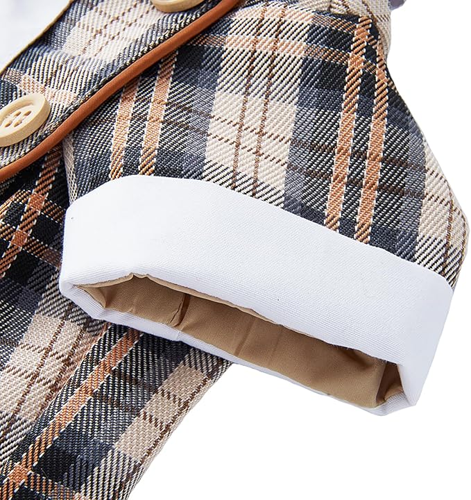 GabeFish Pets Wedding Jackets Suit for Dogs with Bow Tie Puppy Cat Formal Clothes Shirt Tuxedo (Coffee, L (Chest 17.3in/44cm))