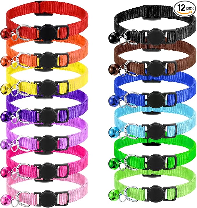 13 Pcs Cat Collar Breakaway Collar for Cats Colorful Cat Collars with Bell Adjustable Safety Buckle Kitten Collars Mixed Colors