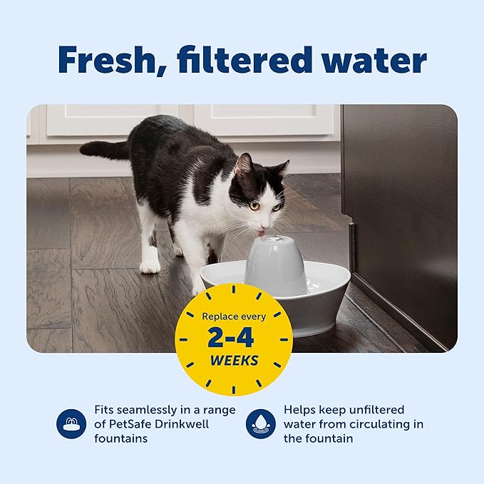 PetSafe Drinkwell Replacement Carbon Filters - Compatible with Drinkwell 1/2 Gallon, 1 Gallon, 2 Gallon, Avalon, Pagoda, Sedona and Seascape Fountains, 12-Pack