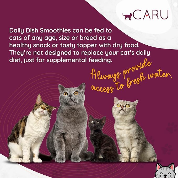 Caru - Daily Dish Smoothies - Lickable Chicken Cat Treat or Pet Food Topper - .5oz Tubes - 4 Tubes per Pack - 12 Pack