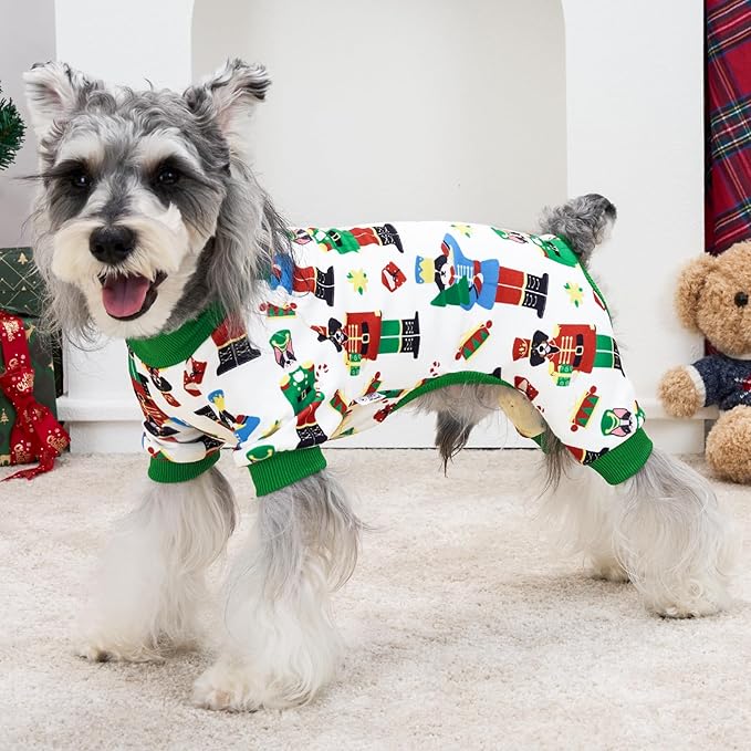 XPUDAC Christmas Dog Pajamas Comfy Dog Clothes for Small Medium Dogs Girl Boy Holiday Pet Outfit Winter Puppy Jumpsuits Pet Pjs Apparel, 2XL
