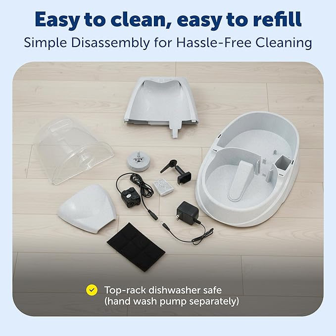 PetSafe Drinkwell Platinum Cat Water Fountain - Pet Fountain for All Pet Sizes, Encourages More Drinking, Includes Extra 3-Pack Replacement Carbon Filters, Indoor Use, Grey (168 oz/5L)