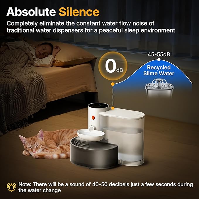 Potaroma Smart Wireless Pet Water Fountain, No Filter, 3.5L Large Capacity, Rechargeable Automatic Water Dispenser for Cats and Small Dogs, Wastewater Separation Always Fresh Water (Pack of 2)