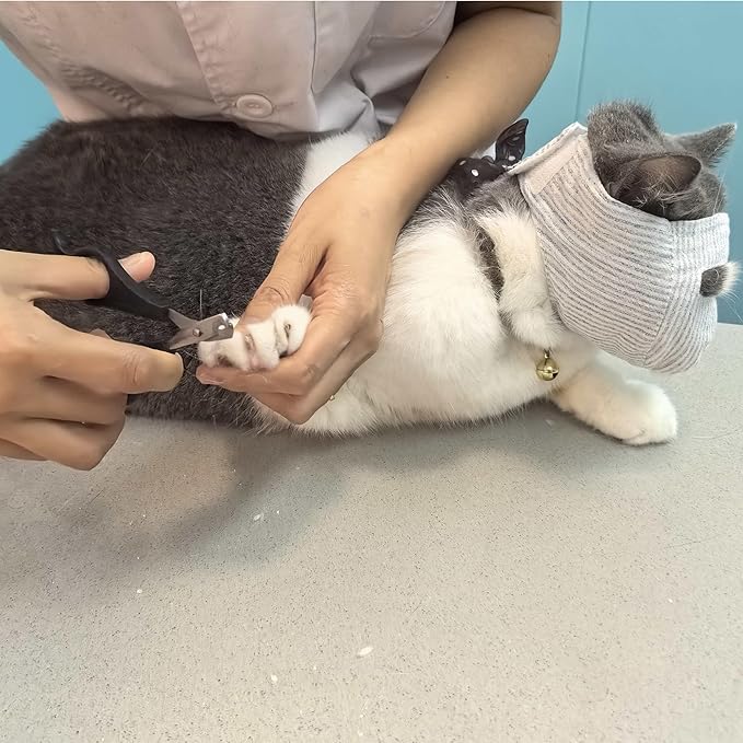 Cat Muzzle for Eye Drops, Adjustable Anti-Bite Cat Mouth Mask for Nail Clipping (Open M)