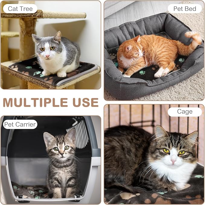 HunnmingRe 2 Pack Self Warming Cat Bed Self Heating Dog Pad Cat Warming Pad Thermal Pet Mat Washable Reflect Body Heat Removable Cover for Indoor Kittens Puppies Feral Pet(Dog Paw,16 x 20 Inch)