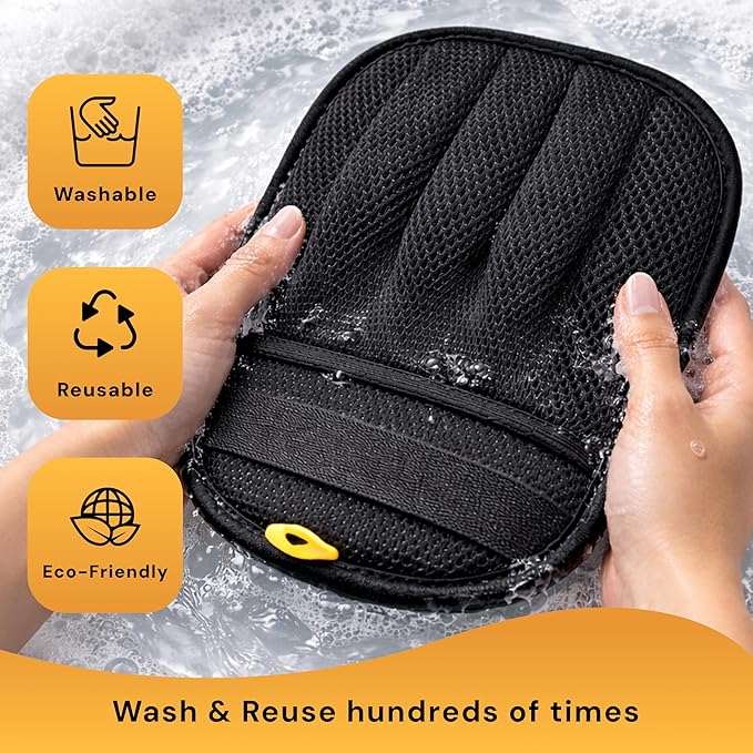 Pet Hair Removal Glove, Reusable Dog & Cat Hair Remover Mitt, Electrostatic Fur Remover for Furniture, Couch, Car, Carpet, Lint Roller Alternative Grooming Glove