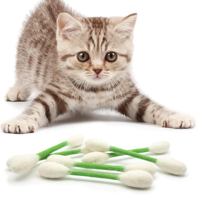 Glaciart One Swabs Cat Toys with Catnip - 6 Pk | Durable for Chew, Cute Cat Toys Interactive Kitty for Boredom, Exercise, & Play | Filled w/Organic Catnip for Anxiety & as Digestive Aid | Gift Idea