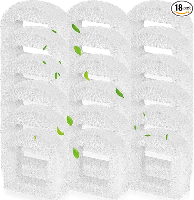Cat Water Fountain Filters, 18 Pack Pet Fountain Replacement Foam Sponge Pre-Filters Fit for Multiple Ceramic and Stainless Steel Pet Fountains
